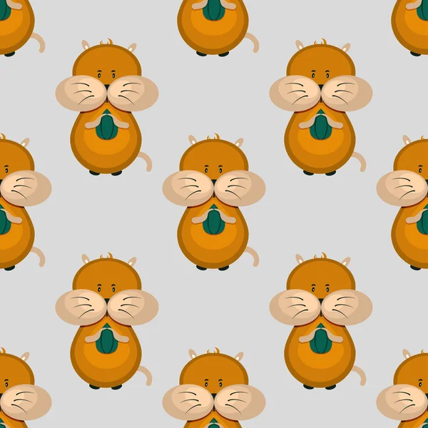 Pattern Cute Hamster Holding Sunflower Seed Vector Illustration — Stock Vector