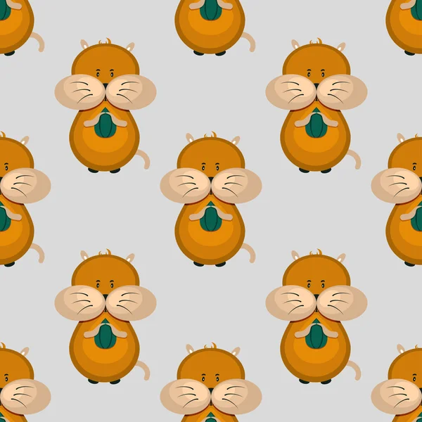 İçinde ayçiçeği tohumu olan şirin hamster deseni. vektör illüstrasyonu. 