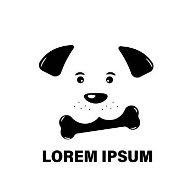 Kemikli şirin köpek logosu. vektör illüstrasyonu.