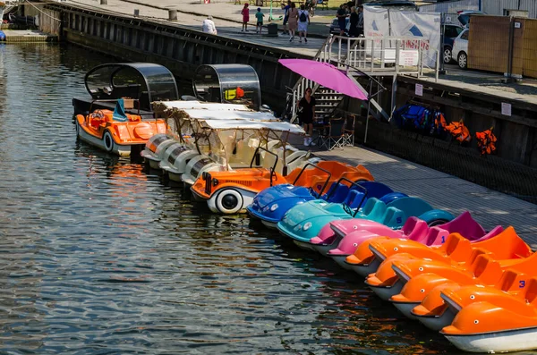 Klaipeda Lituanie Juin 2021 Catamaran Remblai Rivière Dane Dans Vieille — Photo