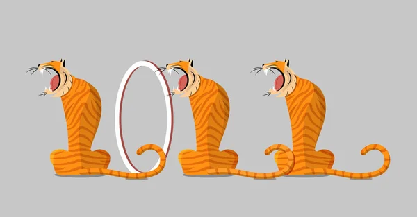 Roaring Tigers Symbol 2022 Flat Vector Illustration — Stock Vector