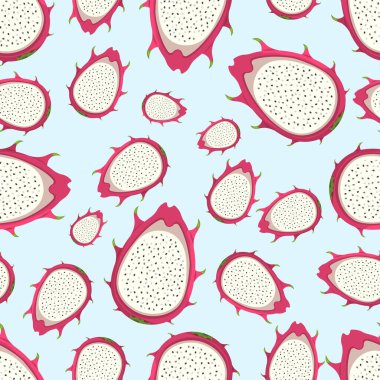Egzotik tropikal ejderha meyvesi deseni. Pitaya 'nın vektör illüstrasyonu. 
