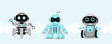 Robot karakter. Teknoloji, gelecek. Düz vektör illüstrasyonu.