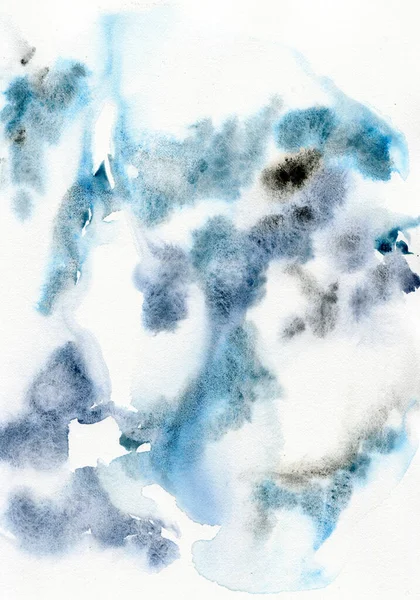 Aquarelle abstraite fond de Noël avec des taches bleues. Art peint à la main dans un style minimaliste. Fantasme hivernal. Fond de vacances pour la conception, impression ou tissu. — Photo