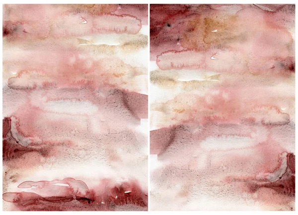 Fundo abstrato aquarela com manchas vermelhas, rosa e bege. Ilustração pastel pintada à mão isolada sobre fundo branco. Para design, impressão, tecido ou fundo. — Fotografia de Stock