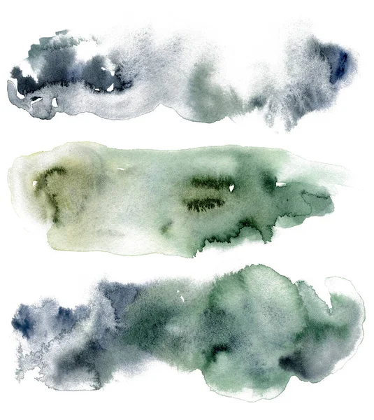 Υδατογραφία υφή με πράσινο και μπλε κηλίδες που. Χέρι ζωγραφισμένα όμορφη εικόνα με λεκέδες από αφρό της θάλασσας που απομονώνονται σε λευκό φόντο. Για σχεδιασμό, εκτύπωση, ύφασμα ή φόντο. — Φωτογραφία Αρχείου