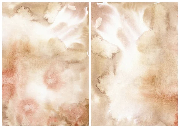 Acquerello sfondo astratto con macchie beige e rosa. Illustrazione pastello dipinta a mano isolata su sfondo bianco. Per design, stampa, tessuto o sfondo. — Foto Stock