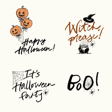 Vector Halloween frame with Halloween lettering for T-shirt. Hand painted holiday template isolated on white background. Illustration for design, print or background. Halloween poster