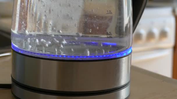 Varná konvice s vařící vodou — Stock video