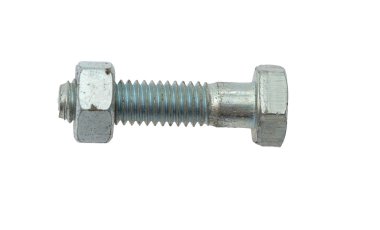 Yeni ve temiz tek cıvata ve somun beyaz izole