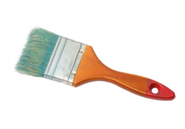 Beyaz izole eski kirli boya fırçası