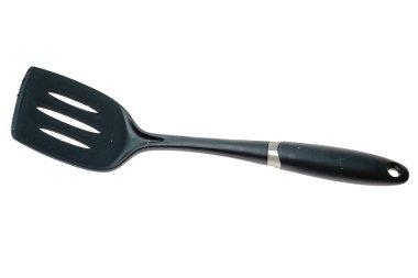 Beyaz izole siyah oluklu spatula