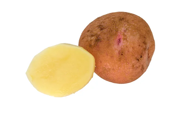 Batatas orgânicas crus isoladas sobre fundo branco — Fotografia de Stock