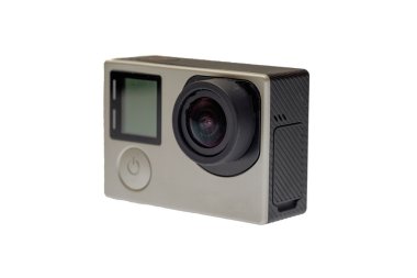 Beyaz bir arka plan üzerinde kamera.