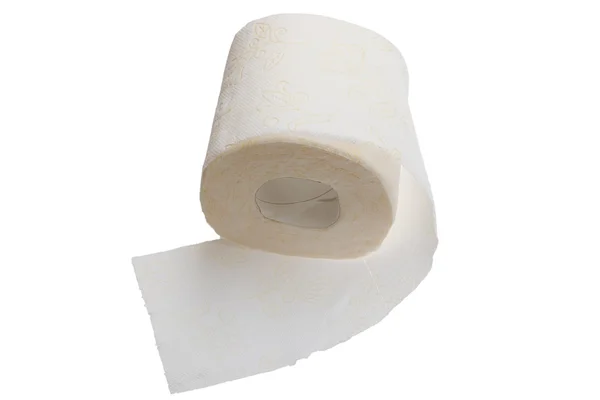 Білий туалетний папір ізольовано на білому тлі . — стокове фото