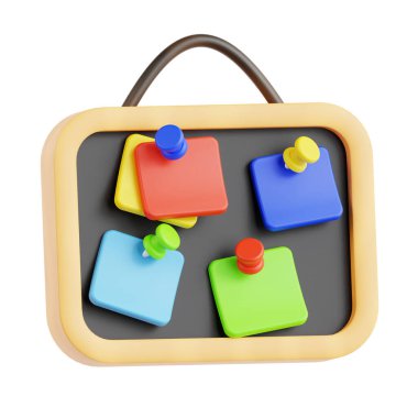 Bulletin Board with Colorful Note Paper 3D Render