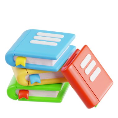 3d render renkli yığını kitaplar