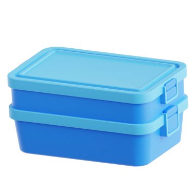 Blue Plastic Stackable Food Container Isolated