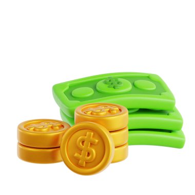 Stack of Money and Gold Coins