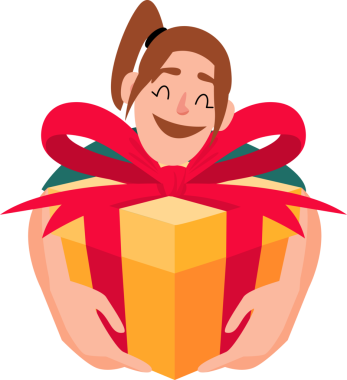 hediye tutan bir kadın çizimi