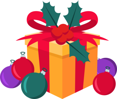 Süslü Hediye Kutusu ve Holly Illustration