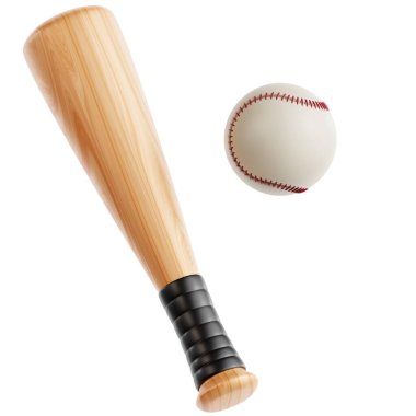 Beyzbol Sopası ve Topu 3B Simge İllüstrasyonu