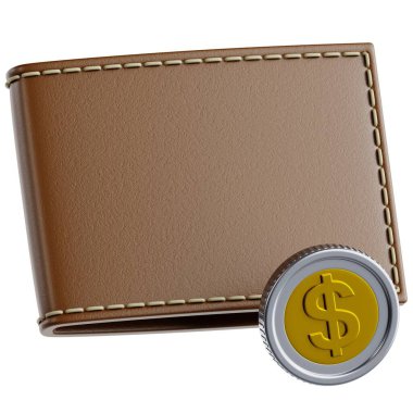 Bir Amerikan Doları Bi-metalik madeni parası olan cüzdan