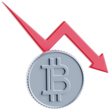 Aşağı yönlü Eğilim Oku 3B İllüstrasyonlu Kripto Bozukluğu