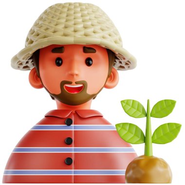 Büyüyen Bitki İllüstrasyonlu Çiftçi