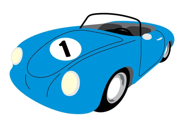 Küçük mavi bir spor araba. Beyaz arkaplan