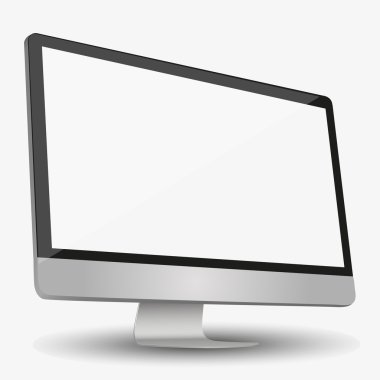 Bilgisayar ekran beyaz bir arka plan üzerinde izole boş beyaz ekran ile