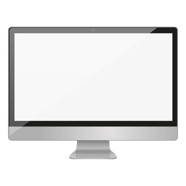 Pantalla de ordenador con pantalla blanca en blanco aislada sobre un fondo gris — Archivo Imágenes Vectoriales