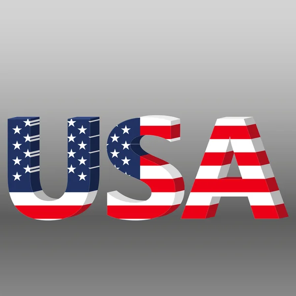 3d usa Wort mit amerikanischer Flagge — Stockvektor