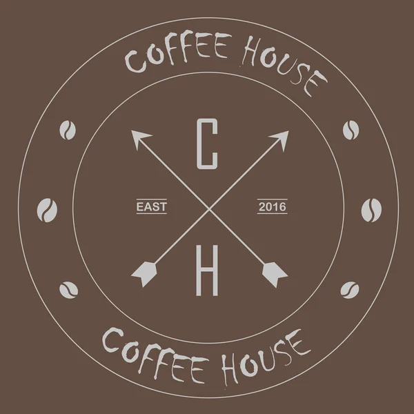 Logo café grains brun rond café menu emblème . — Image vectorielle