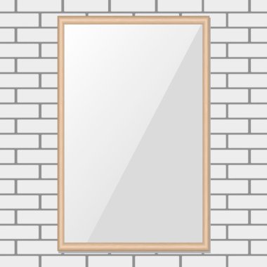 Galeri iç boş çerçeve tuğla duvar ile. vektör
