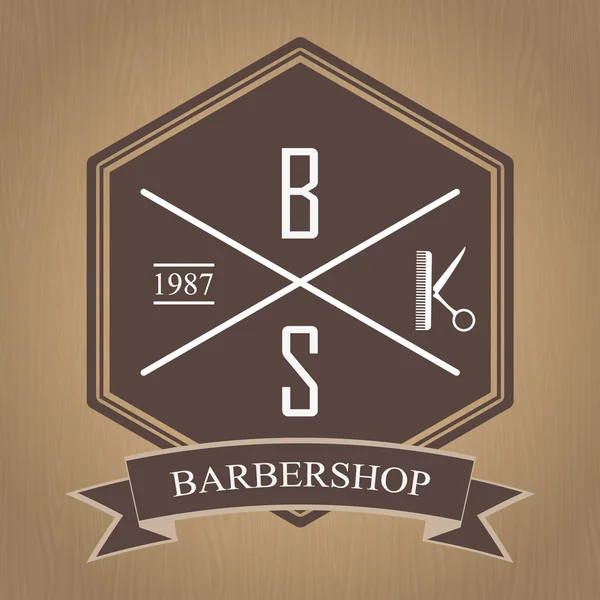 Logotipo para barbearia, salão de cabeleireiro. Assinatura da barbearia. Ilustração vetorial —  Vetores de Stock