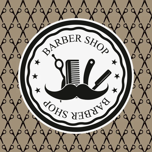 Logotipo para barbearia, salão de cabeleireiro. Assinatura da barbearia. Ilustração vetorial —  Vetores de Stock