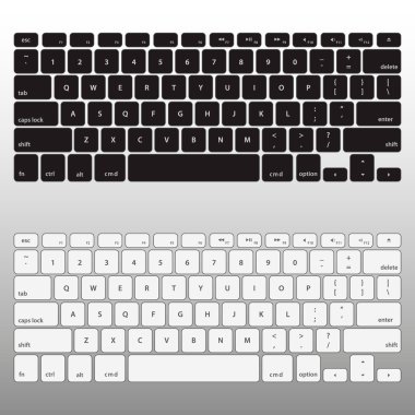 Siyah ve beyaz klavye kontur Qwerty - izole vektör çizim ayarla