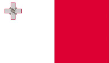 Malta bayrağı vektörü. Orijinal ve basit Malta bayrağı resmi renk ve oranlarda izole edilmiş vektör.