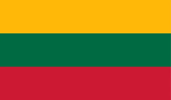Bandeira da Lituânia, cores oficiais e proporção corretamente. Bandeira nacional da Lituânia — Vetor de Stock