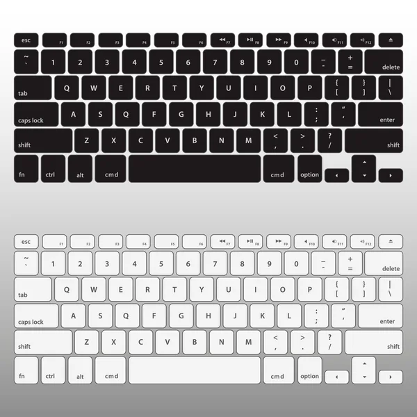 Siyah ve beyaz klavye kontur Qwerty - izole vektör çizim ayarla