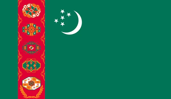 Vlag van Turkmenistan vector illustratie, officiële kleuren en verhoudingen correct. — Stockvector