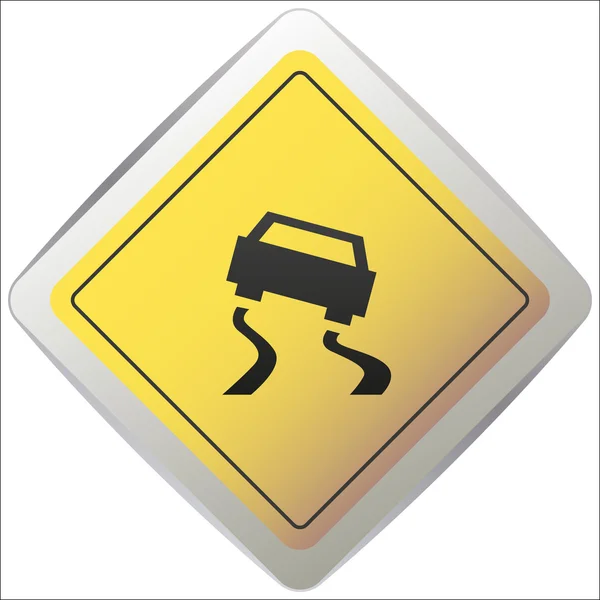 Vetor sinal de estrada escorregadio em um fundo branco, ilustração vetorial . —  Vetores de Stock