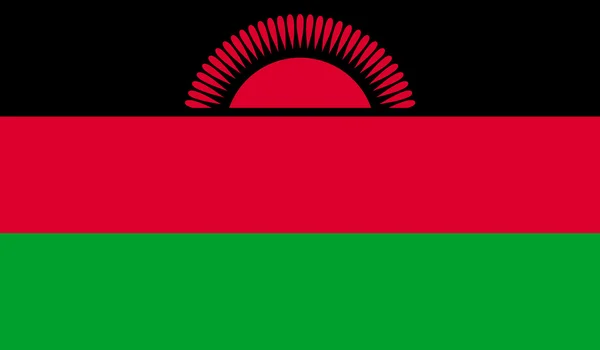 Originele en eenvoudige Malawi huidige vlag geïsoleerde vector in officiële kleuren en verhoudingen correct — Stockvector