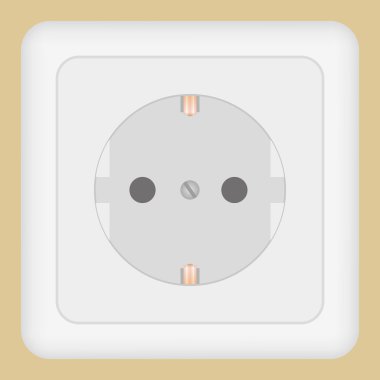 Yuvarlak köşeli ve gölgeli plastik duvar soketi detaylı vektör çizimi.