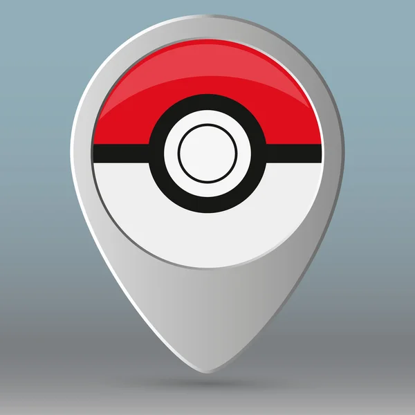 PIN mapy jak pokeball. koncepcja nawigacji GPS, retro znak, cute, znaleźć na zewnątrz, aplikacji rozrywkowych. — Wektor stockowy