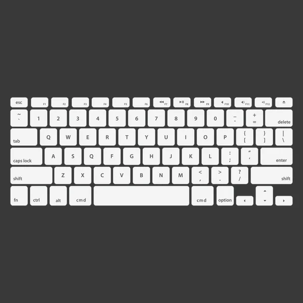 Beyaz klavye kontur Qwerty - izole vektör çizim