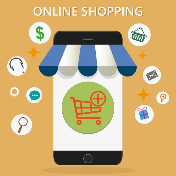 Illustration av online shopping och försäljning koncept — Stock vektor