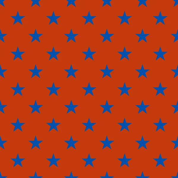 Nahtloses Pop-Art-Muster. nahtloses Muster blauer Sterne auf rotem Hintergrund — Stockvektor