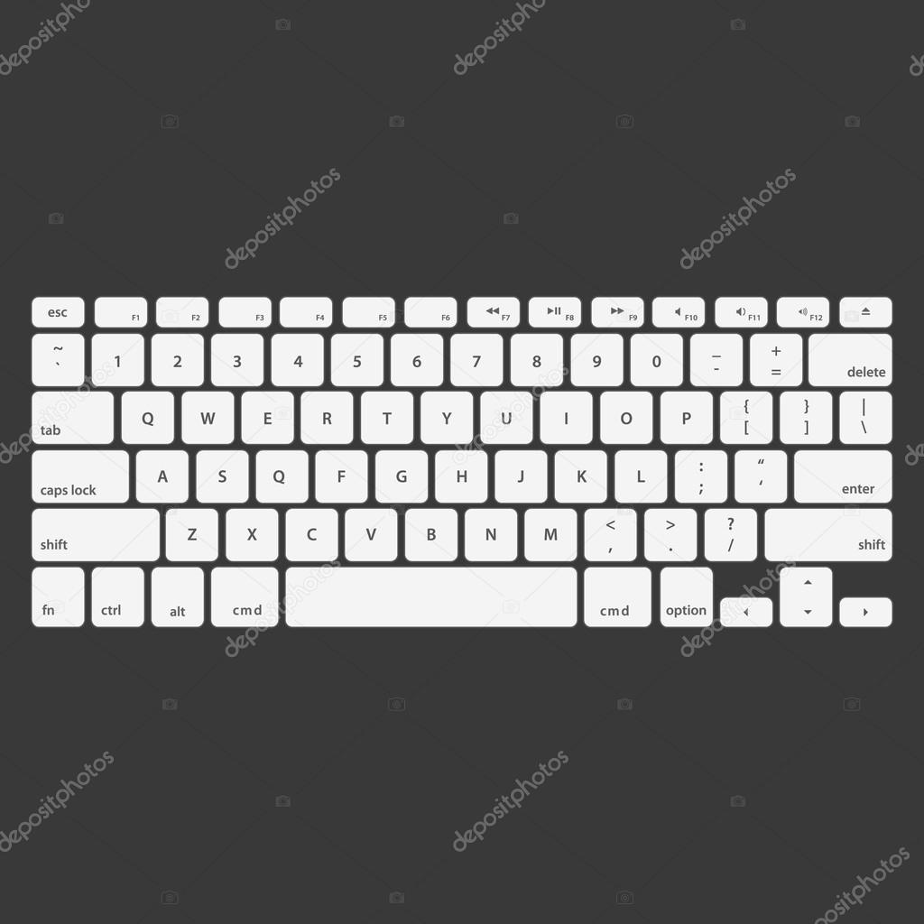 white Keyboard Stroke QWERTY - Isolated Vector Illustration